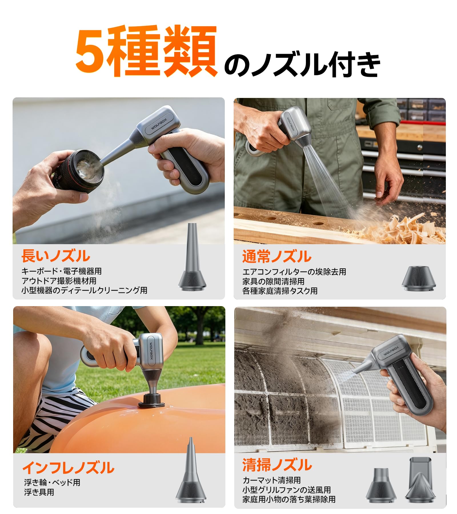 日本正規品&自信有りの2年間品質保証】WOLFBOX エアダスター 電動