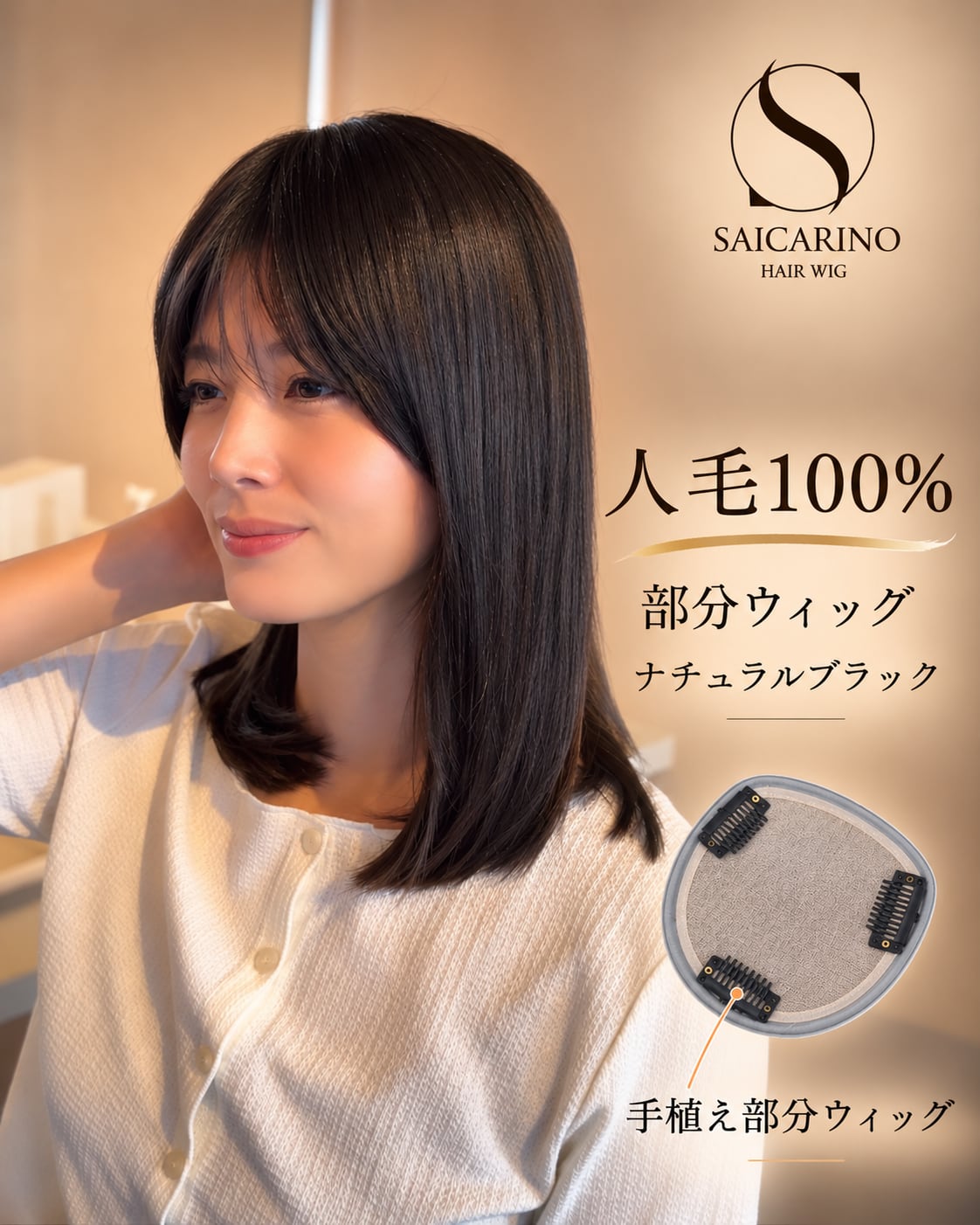 商品名【セレーヌ】人毛部分ウィッグ