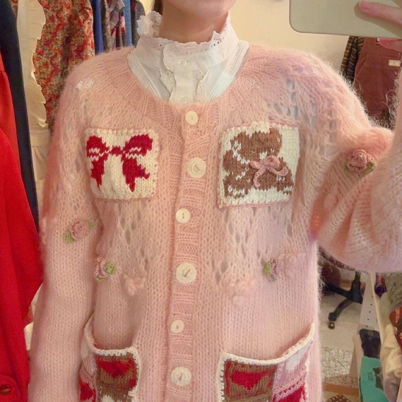 remake / bear pink knit cardigan