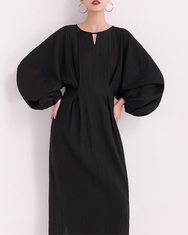 ランタンスリーブウエストタックワンピース　3426