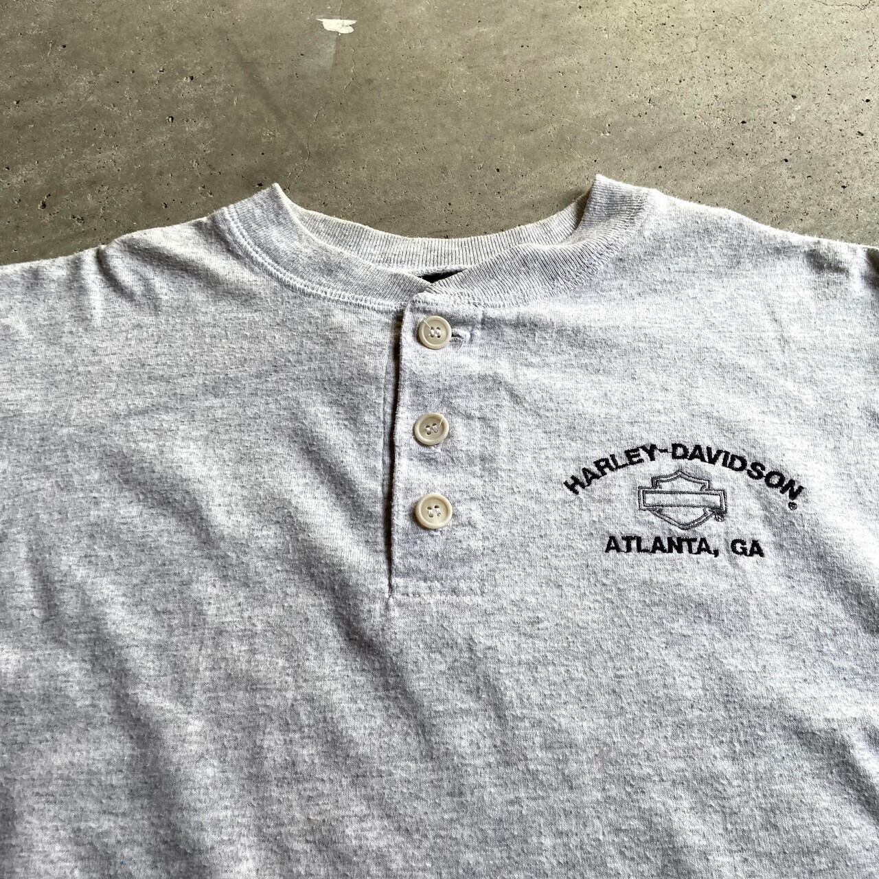 Harley-Davidson ハーレーダビッドソン ワンポイントロゴ刺繍 ワッペン ヘンリーネック ロングTシャツ メンズXL相当 古着 バイク モーターサイクルTシャツ ロンT グレー【ロングTシャツ】【SS2201-30】 cave 古着屋【公式】古着通販サイト ハーレーダビッドソン メンズ ロングTシャツ ヘンリー
