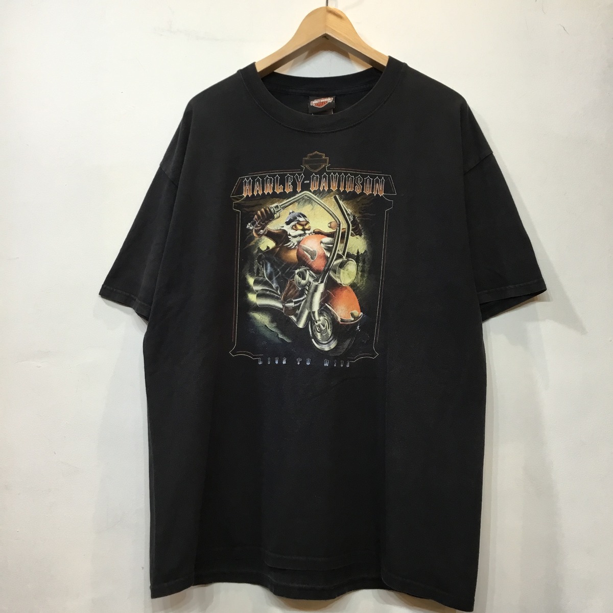 Harley-Davidson ハーレーダビッドソン 半袖Tシャツ 黒T バイク 両面  