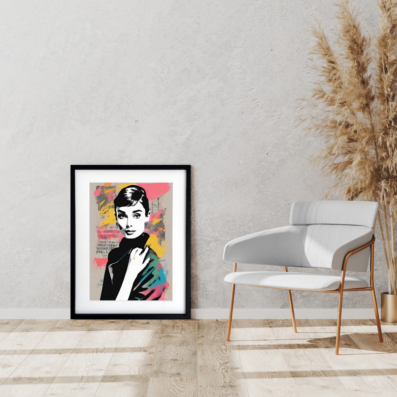 Audrey Elegance｜モダン×ポップなオードリー風アートポスター｜上品な存在感で空間を華やかに｜｜A3ポスター