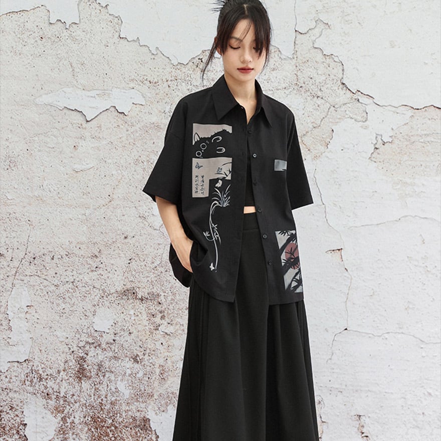 中華ゴシック 半袖 シャツ 大青龍肆 アラサー 20代 30代ファッション