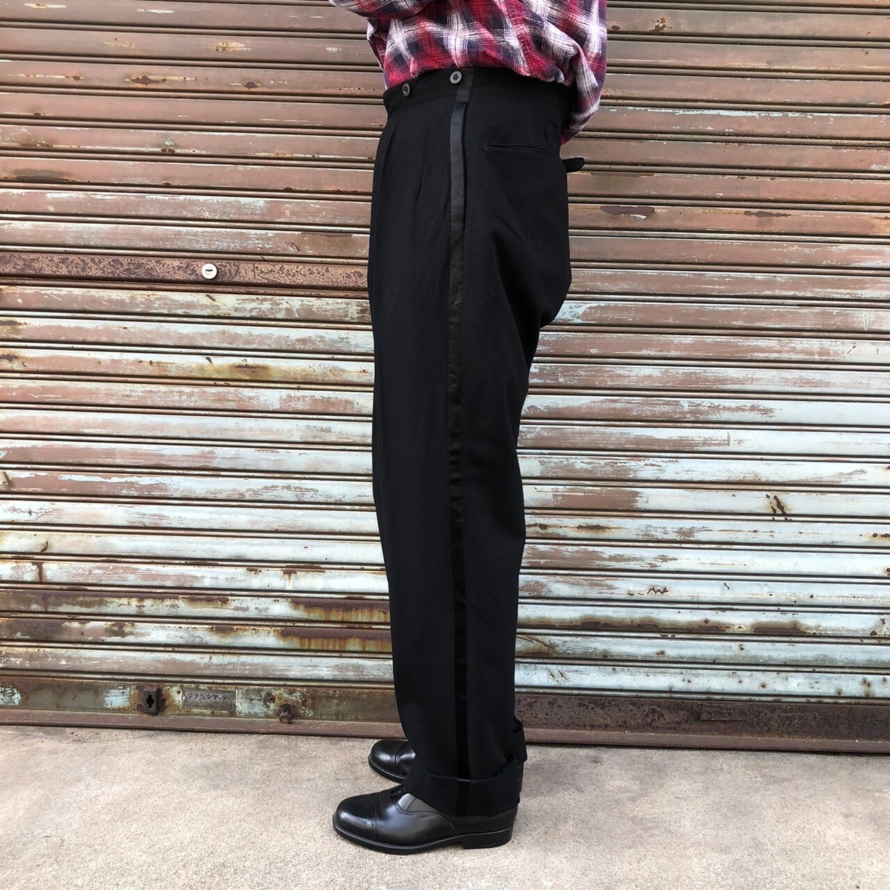 20s 30s Euro Vintage ウール スラックス 針刺し バックルバック 