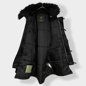 【ALPHA INDUSTRIES】N-3B フライトジャケット ミリタリー アウター アルファ インダストリーズ ブラック ブラックファー ラグラン MEDIUM US古着