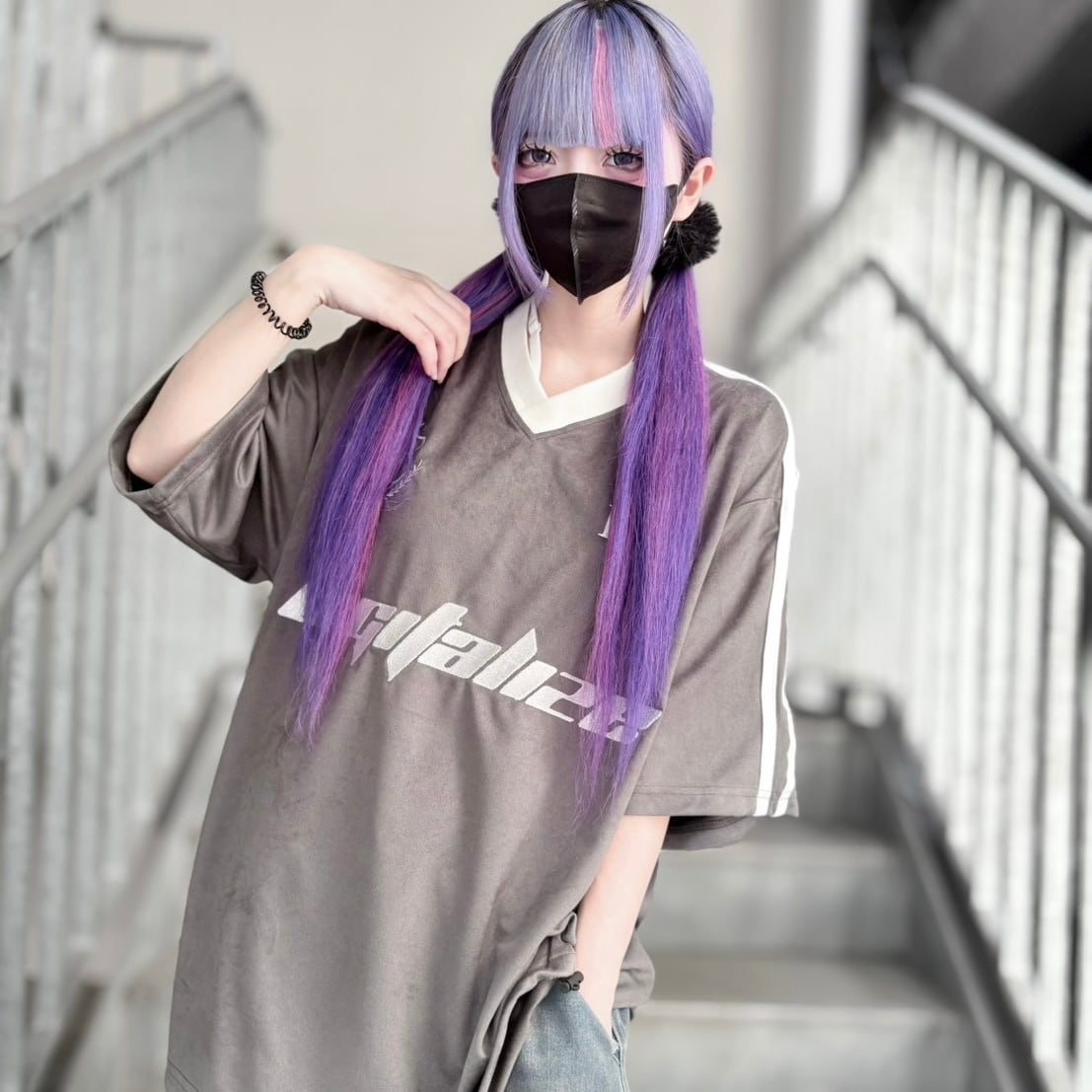 【CANDY SELECT 】カットスゥエードゲームシャツ 235560 カットソー グランジ  トップス ストリート 地雷 サブカル ブランド ユニセックス