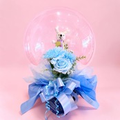 【選べる4色】ふわもこフラワーinバルーン うさぎ｜誕生日・発表会・記念日・推し活ギフト