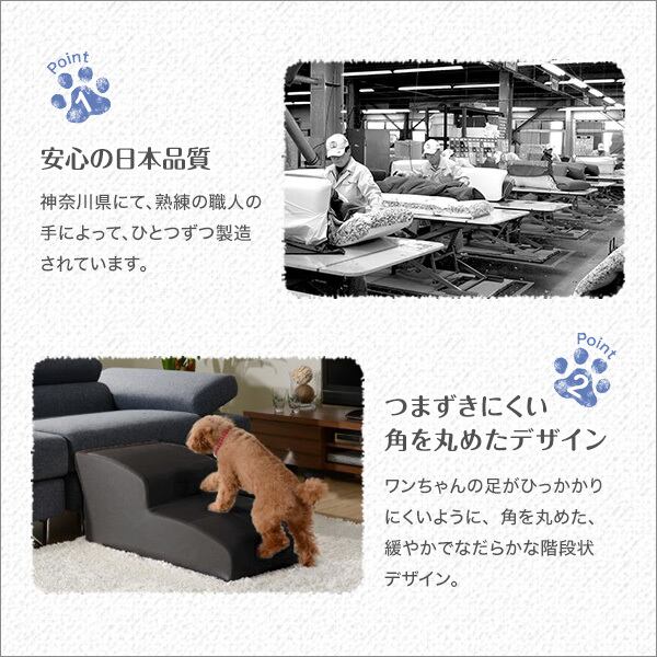 魅力的な 日本製ドッグステップpvcレザー 犬用階段4段タイプ Lonis レーニス ブラック 代引不可 犬用品