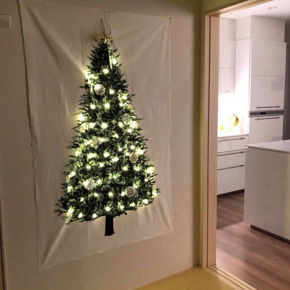 壁に飾る クリスマスツリー タペストリー75cm×100cm（画鋲付き