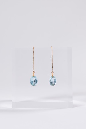 K18 Sky Blue Topaz Chain Earrings 18金スカイブルートパーズチェーンピアス