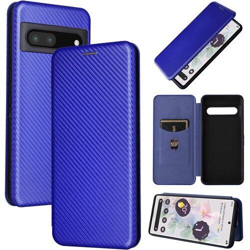 Pelanty Pixel 7 Pro ケース 手帳型 炭素繊維調 Google Pixel 7 Pro 携帯カバー pixel7 Pro 背面ケース 軽量 薄型 財布型 カード収納 グーグル ピクセル7pro スマホケース マグネット ストラップ付き 耐衝撃 全面保護-ブルー 2342