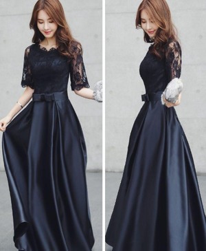 ★送料無料★9号(M)☆つるつる光沢サテンロングドレス(OPN2443)