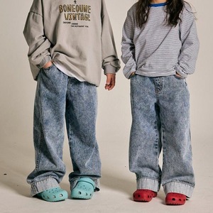 «sold out»«ジュニアサイズあり» Boneoune ストーンウォッシュデニムパンツ