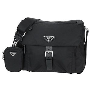 Used PRADA プラダ Re-Nylon ポーチ付 ショルダーバッグ 1BD994 サフィアーノ ブラック 超美品