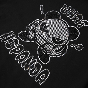 送料無料 【HIPANDA ハイパンダ】メンズ ラインストーン フーディー スウェット MEN’S WHAT'S HIPANDA RHINESTONE SWEAT SHIRT / BLACK