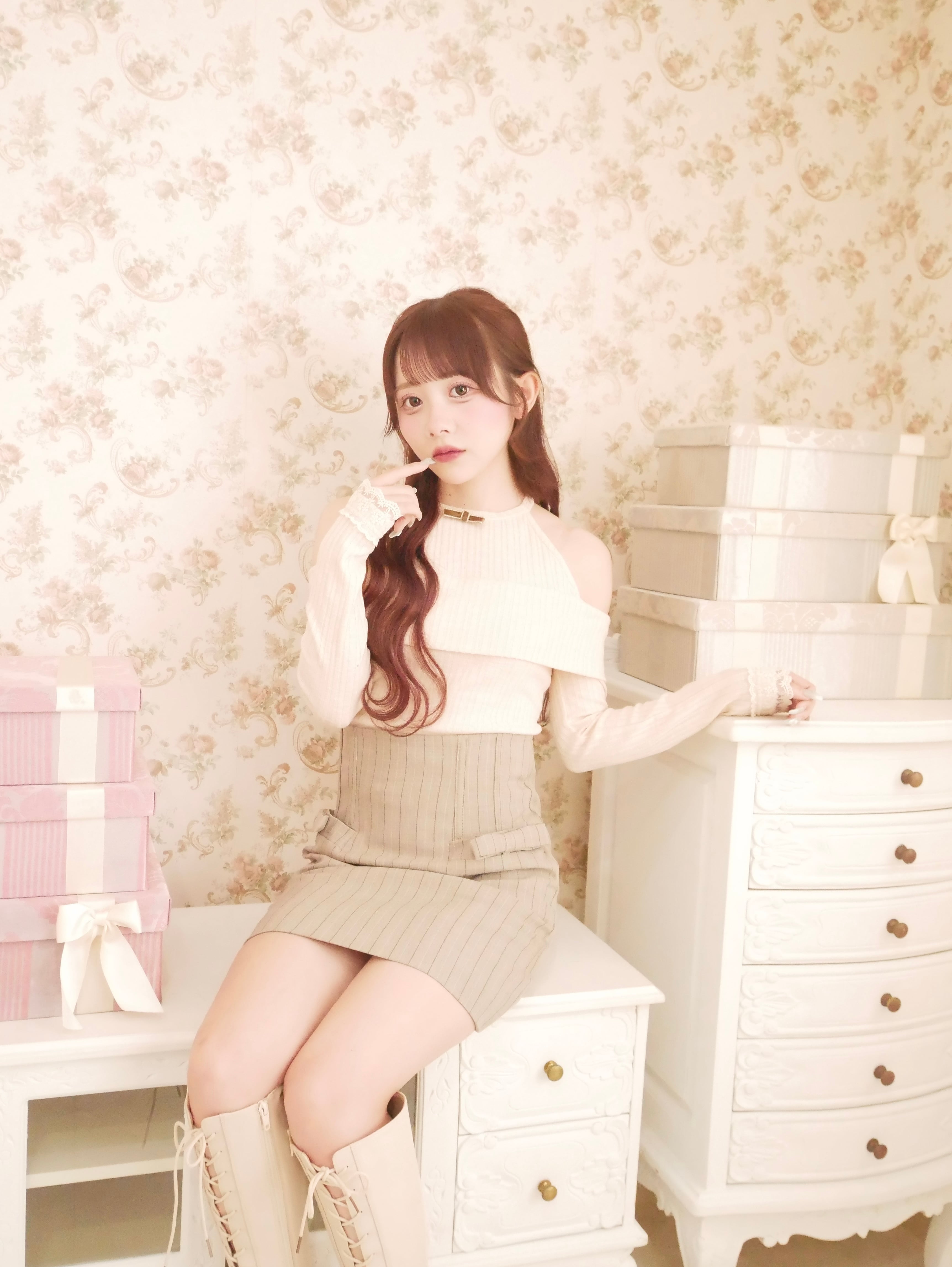 marron high waist skirt