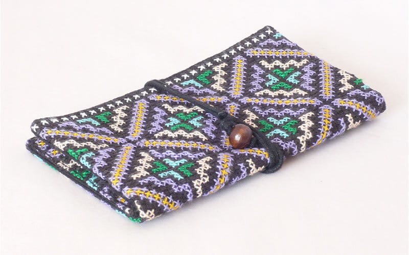 NANC3-1 モン刺繍カードケース（ひも巻きタイプ）（PrAq） | 織り人