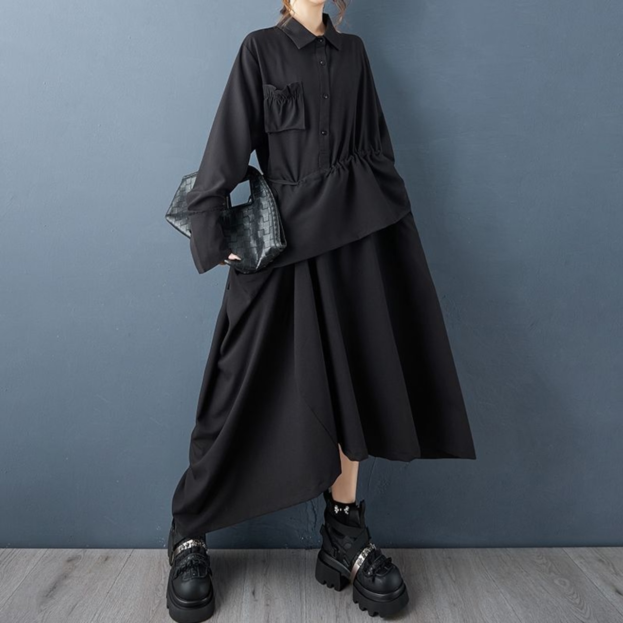 アシンメトリー 変形 シャツワンピース 00250