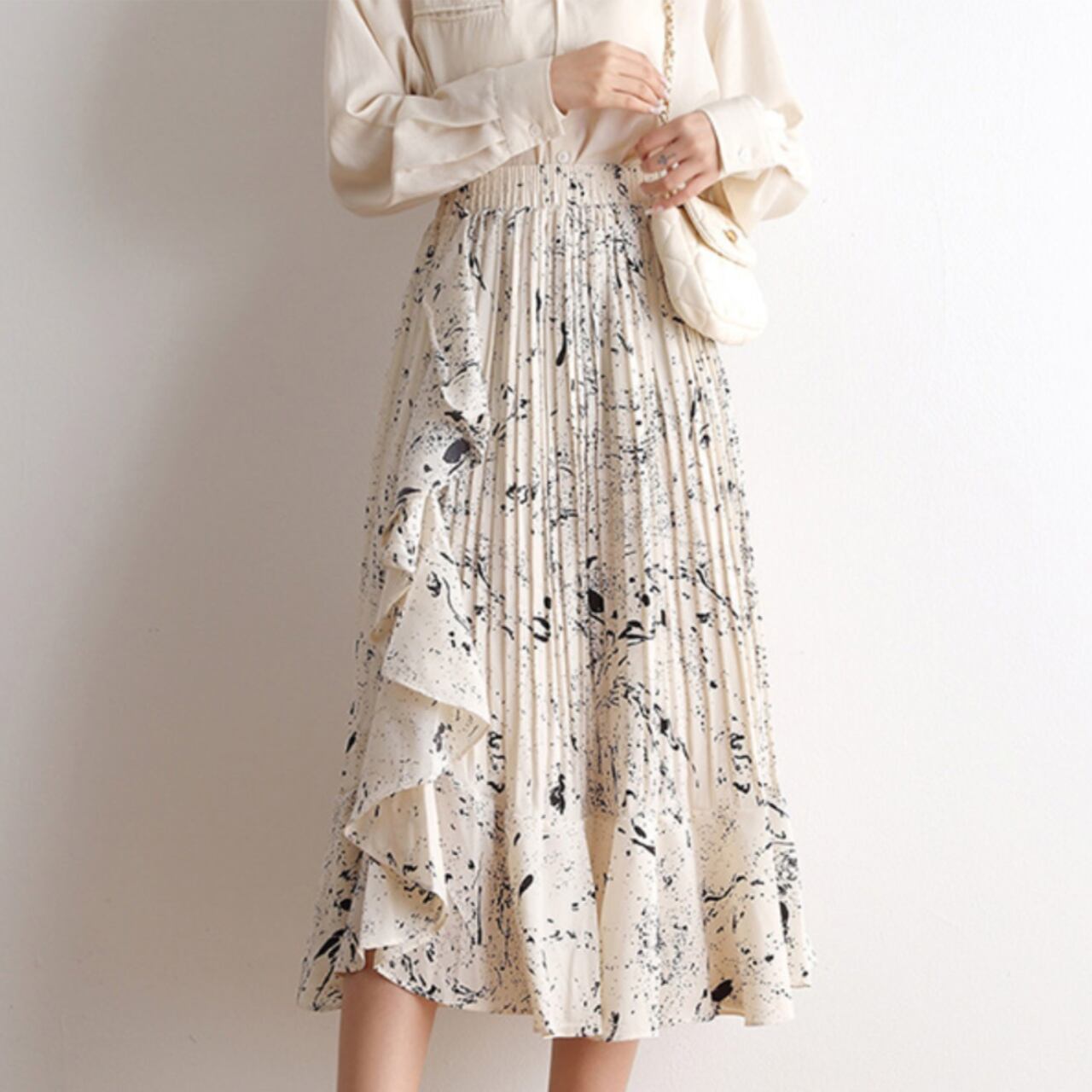 インクドット フリル アシンメトリー スカート