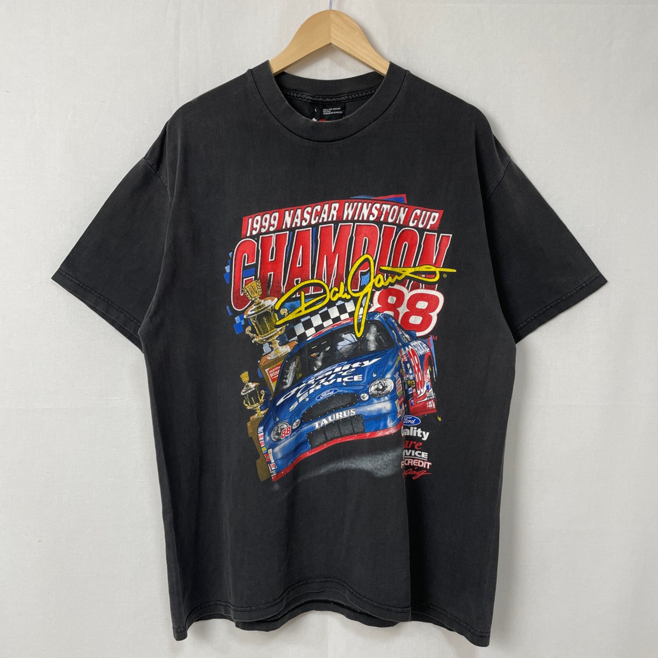 90s CHASE NASCAR レーシング Tシャツ 古着 スミクロ フェードブラック 