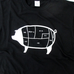 豚肉部位 おもしろ Tシャツ am63 アニマル お肉 焼肉 バーベキュー 哺乳類