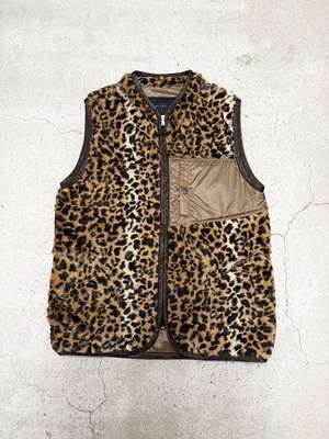 90～00s grandcanyon/Leopard Fleece Vest/日本製/M/レオパ－ド柄フリ－スベスト/ヒョウ柄/ベ－ジュ/GDC/グランドキャニオン