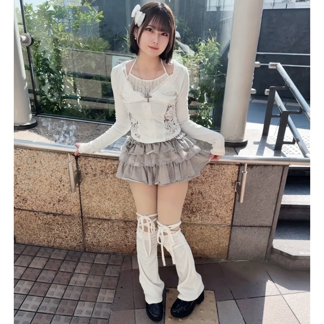 火曜17時まで▷1,537円OFF！】オーガンジーMIXフリルティアード
