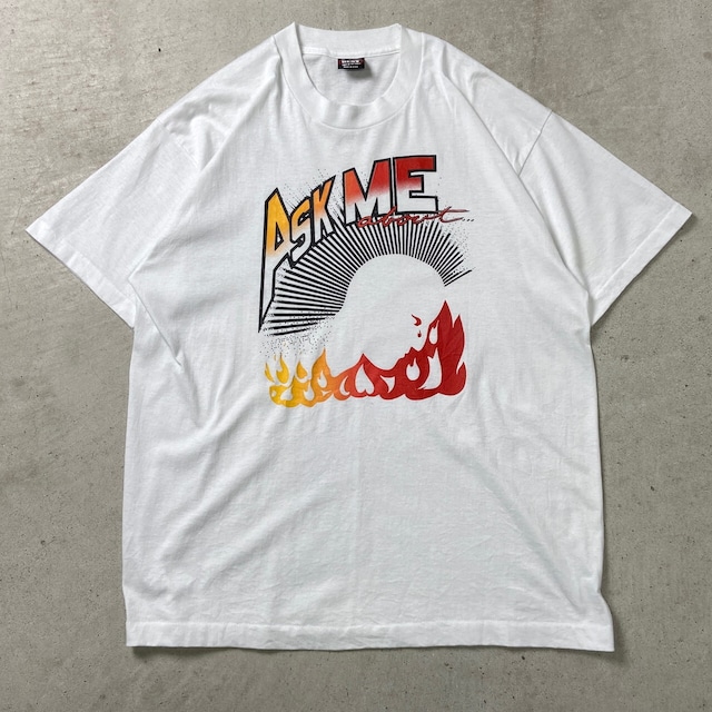 90年代 USA製 ASK ME about プリントTシャツ メンズXL 古着 90s ヴィンテージ VINTAGE シングルステッチ 白色【Tシャツ】/ホワイト