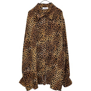 『VINTAGE TESS leopard design covered button big silhouette over size shirt』USED 古着 ヴィンテージ レオパード ヒョウ 豹 くるみボタン ビッグ シルエット オーバー サイズ シャツ