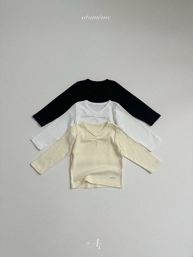 【取寄】atomeme|lily shirring tee|リリーシャーリングTシャツ|S-XL|10m-4y|26 autumn
