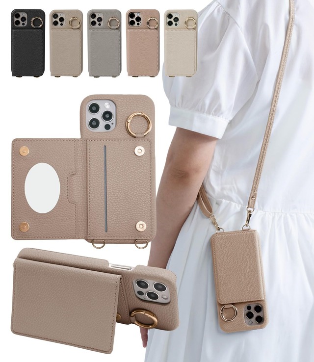 shinyle スマホケース ショルダー ケース 対応 iphone se2/se3/7/8 ケース ストラップ付き カード収納 ミラー付き スタンド機能 肩掛け 斜め掛け 耐衝撃 第三世代ケース 落下防止 マグネット スタンド機能