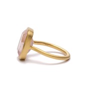 S925 SINGLE STONE MATT RING -ROSE QUARTZ- 02