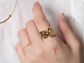 S925 SINGLE STONE THIN RING -GOLD RUTILE QUARTZ- 03