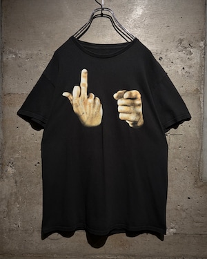 【Caka】Hand Sign Print Vintage Loose T-Shirt