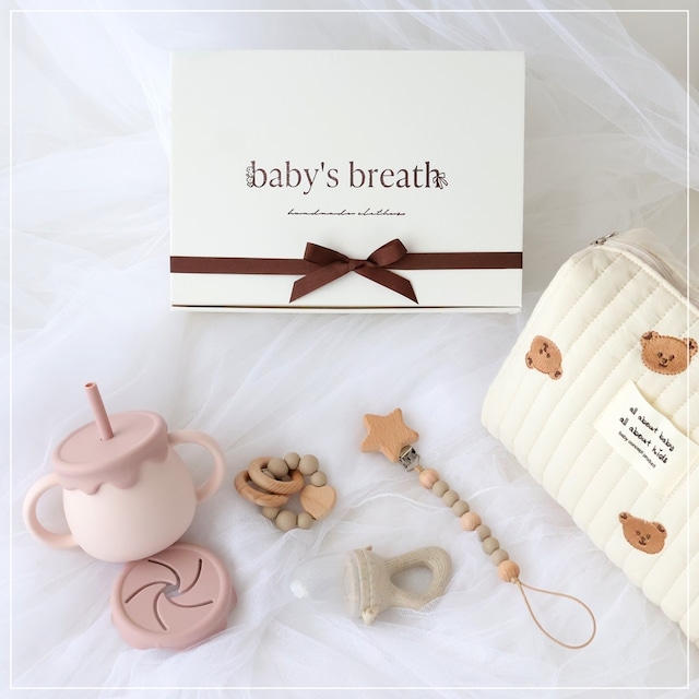 【即納】出産祝いギフト5点セット 4.strawberry milk