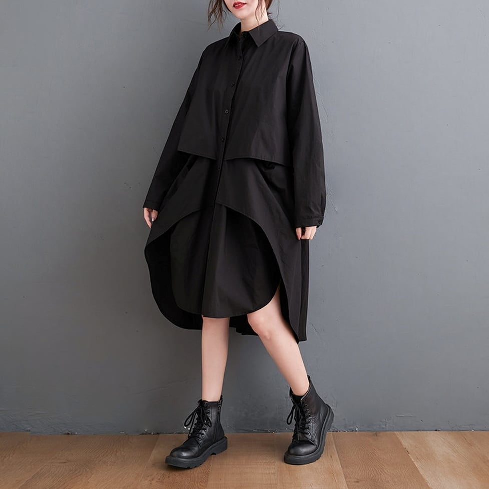 layered wide shirt onepiece / l0770