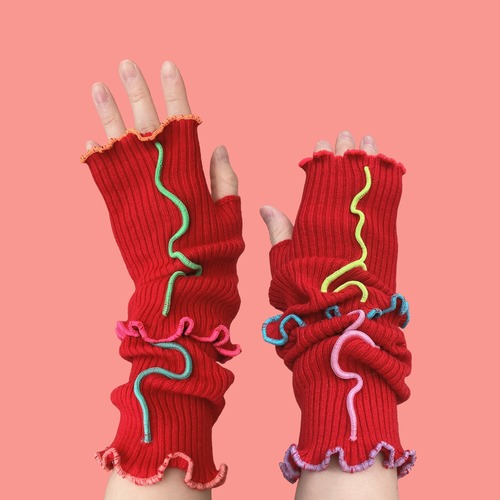 【solmu × HITOTSUDAKE】arm warmer（red）