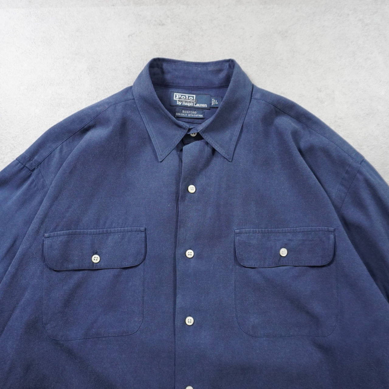 90s Polo by Ralph Lauren SILK COTTON shirt "BENFORD" L 古着 - 3