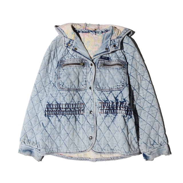 8-90's eu vintage (lyonette)   acid washed denim hoodie jacket