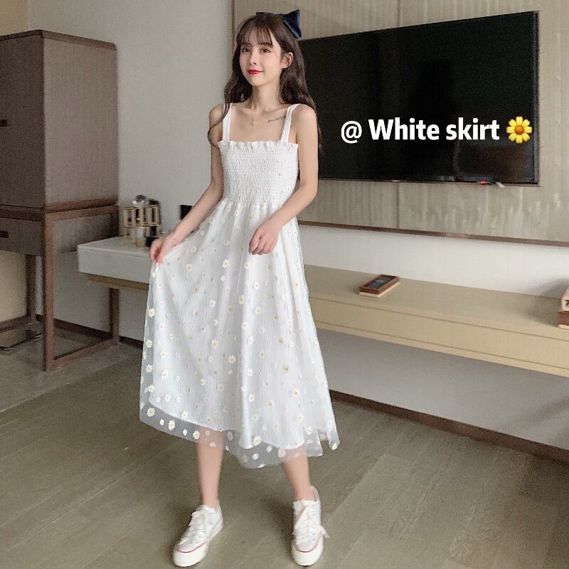 フランスの非常に妖精のデイジーメッシュスリングドレス女性2020年夏の新しいウエストと薄い気質のロングスカート 1号婦人29553668861