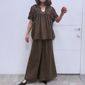 ロージー  Rosiee 涼し気シャーリングスキッパーブラウス