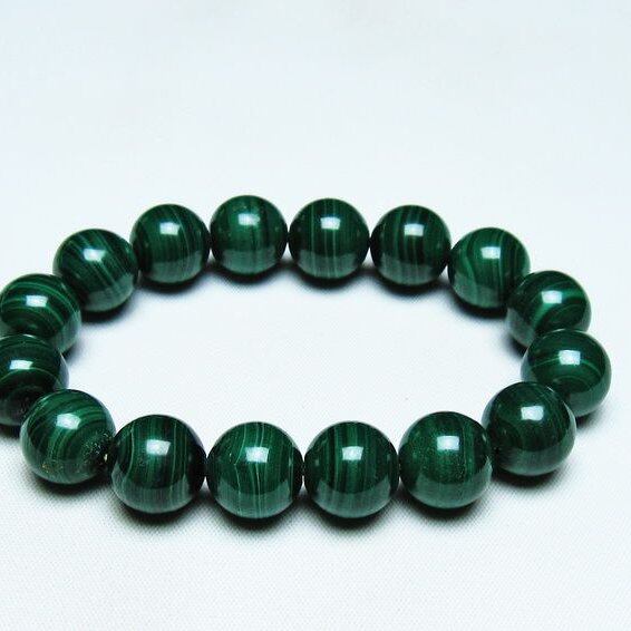 マラカイト ブレスレット 13mm 一点物 おまかせ便 111-40451