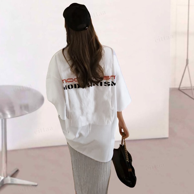 Y-3657　2024春新作♡MODERNISMバックラベル半袖Tシャツ　ホワイト　0223