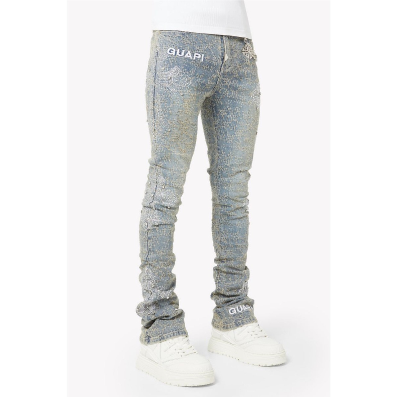 GUAPI / vintage blue distressed cross denim_1