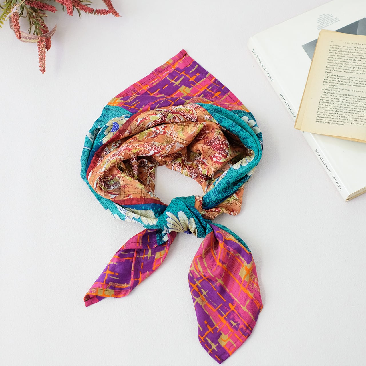 異国のヴィンテージ◎オールドサリーパッチワークスカーフ(26s-06)H