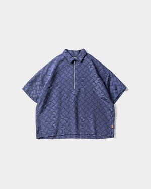 TIGHTBOOTH / CHECKER PLATE HALF ZIP SHIRT / PURPLE