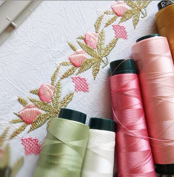 刺繍半衿・双桃の半衿 | 富士商会