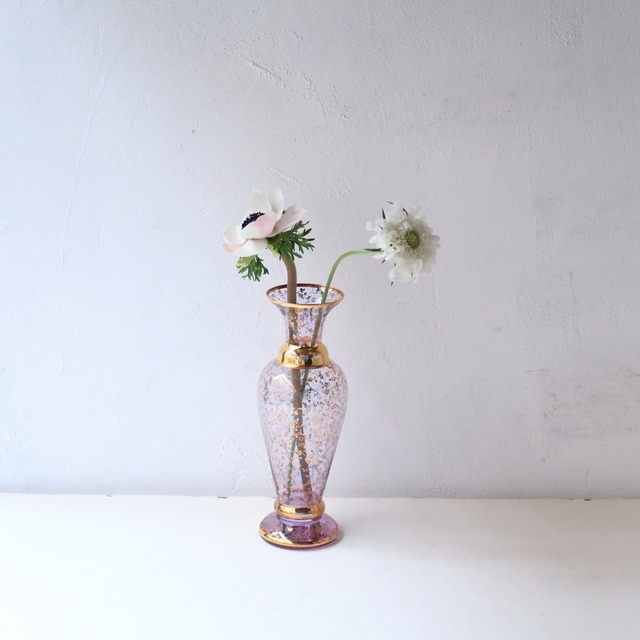 小花柄のパープル花瓶