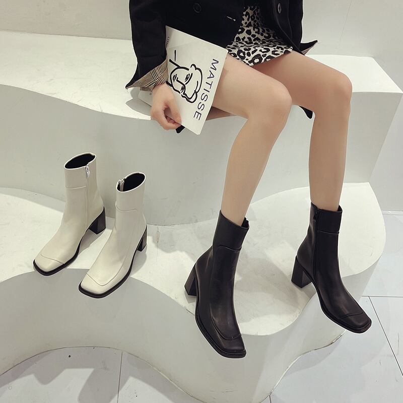 薄手ブーツスプリングオータムレッドスタイルハイヒール 靴 シューズ 春物 秋物 スクウェア 部族の婦人靴72911242072